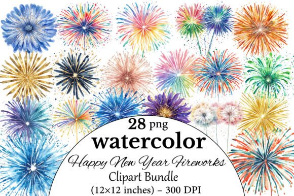 Download Happy New Year Fireworks Clipart Bundle - Year Collection