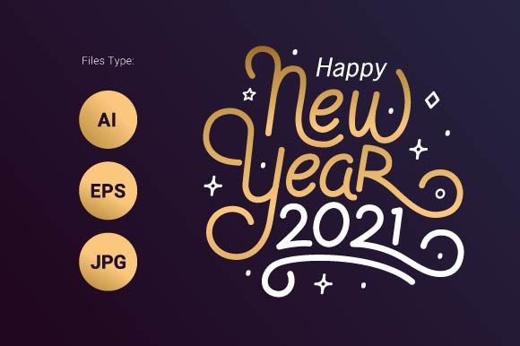 Download Lettering Happy New Year 2021 - Year Collection