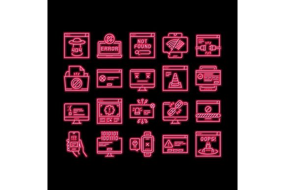 Download Not Found Web Page Neon Glow Icon - Web Collection