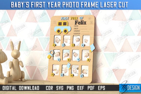 Download Baby’s First Year Photo Frame Laser Cut - Year Collection