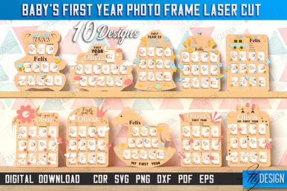 Download Baby’s First Year Photo Frames Laser Cut - Year Collection