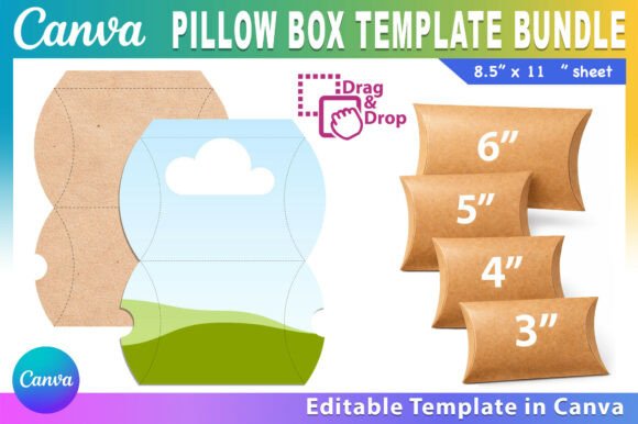 Download Editable Pillow Box Template Bundle - Editable Collection